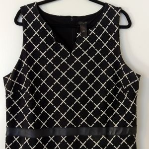 Ann Taylor size 18 cross check shell dress with faux leather belt accent